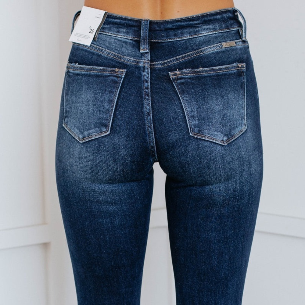 KanCan Dark Wash Distressed Flare Jeans - Picture 7 of 10